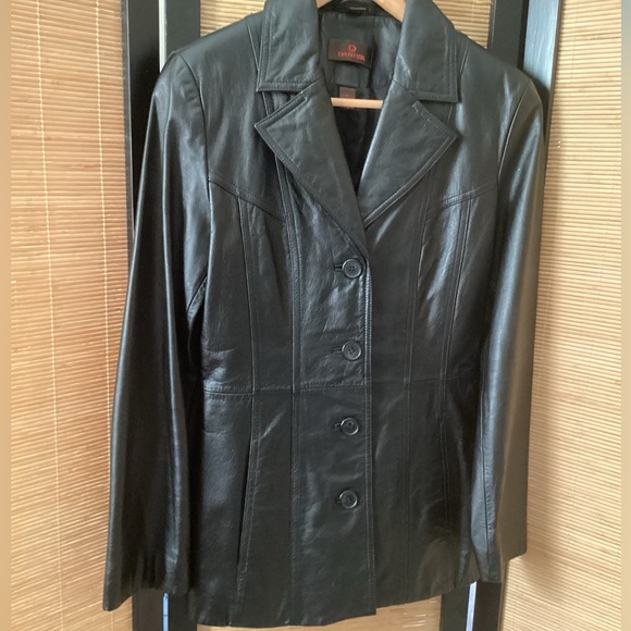 Vintage Danier Women's Leather Jacket Sz P Black blazer 90s Y2K EUC - Picture 1 of 8